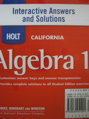 (image for) California Algebra 1 Interactive Answers & Solutions (CD)