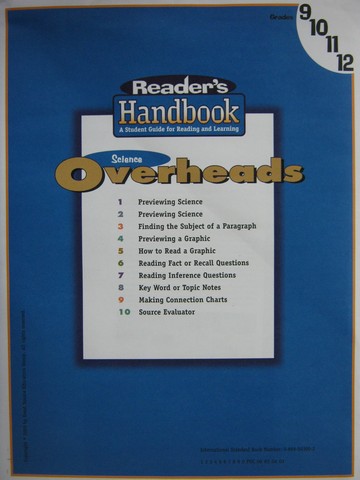(image for) Reader's Handbook 9-12 Science Overheads (Pk) by Burke,