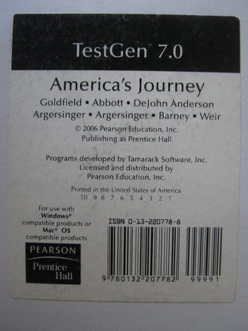 (image for) America's Journey TestGen 7.0 (CD) by Goldfield, Abbott,