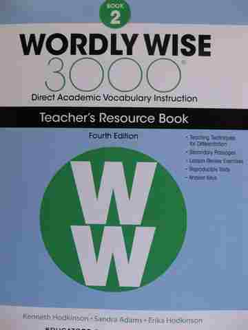 (image for) Wordly Wise 3000 Book 2 4e Teacher's Resource Book (TE)(Spiral) by Hodkinson, Adams, & Hodkinson