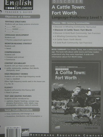 (image for) English Explorers Discover A Cattle Town: Fort Worth TG (TE)(P)
