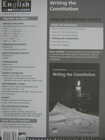 (image for) English Explorers Writing the Constitution TG (TE)(P) by Brink