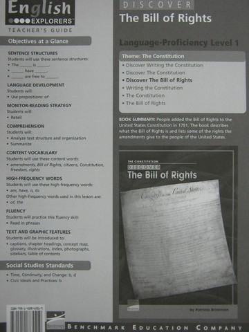 (image for) English Explorers Discover The Bill of Rights TG (TE)(P)
