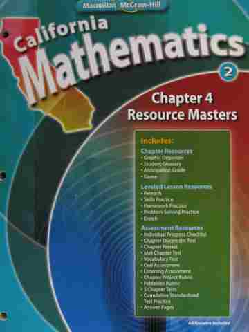 (image for) California Mathematics 2 Chapter 4 Resource Masters (CA)(P)