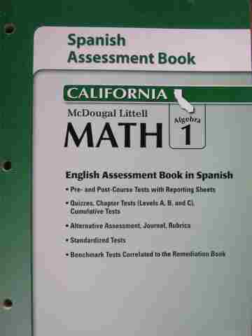 (image for) Math Algebra 1 California Spanish Assessment Book (CA)(P)