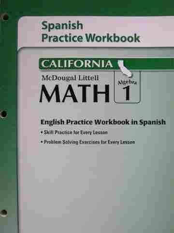 (image for) Math Algebra 1 California Spanish Practice Workbook (CA)(P)