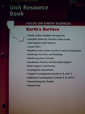 (image for) Focus on Earth Sciences Earth's Surface Unit Resource (CA)(P)