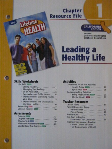 Lifetime Health Chapter Resource File 1 Ca P 0030381630 24 95 K 12 Quality Used Textbooks Textbooks Workbooks Answer Keys Assessments Teacher Editions