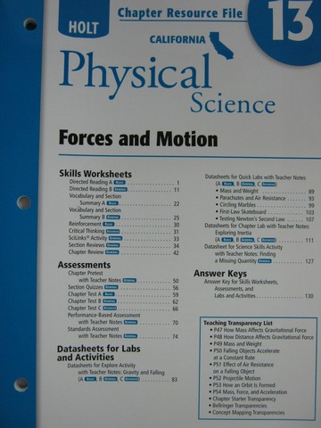 (image for) California Physical Science Chapter Resource File 13 (CA)(P)