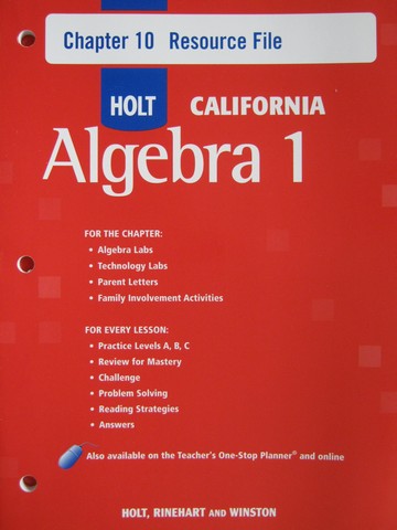 (image for) California Algebra 1 Chapter 10 Resource File (CA)(P)