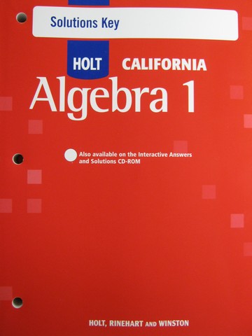 (image for) California Algebra 1 Solutions Key (CA)(P)