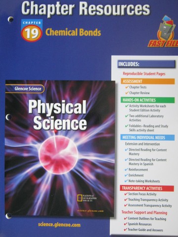 (image for) Glencoe Physical Science Chapter Resources 19 Chemical Bonds (P)