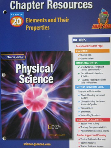 (image for) Glencoe Physical Science Chapter Resources 20 Elements & (P)
