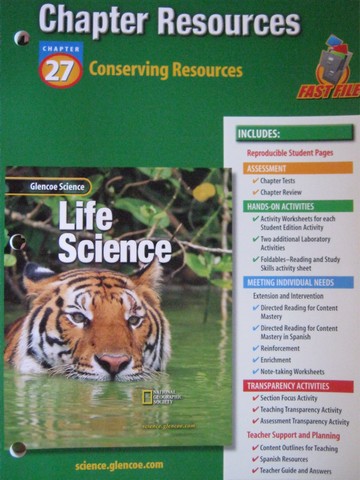 (image for) Glencoe Life Science Chapter Resources 27 Conserving (P)