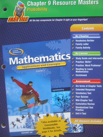 Mathematics Course 2 Chapter 9 Resource Masters (P) [0078601169] - $24. ...