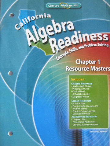 (image for) California Algebra Readiness Chapter 1 Resource Masters (CA)(P)