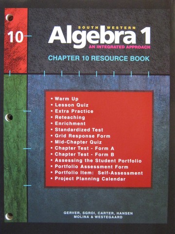 (image for) Algebra 1 An Integrated Approach Chapter 10 Resource Book (P)