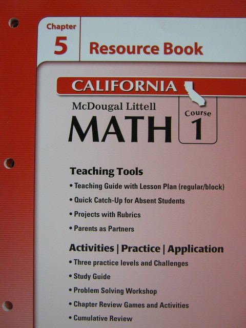 (image for) ML Math Course 1 California Chapter 5 Resource Book (CA)(P)