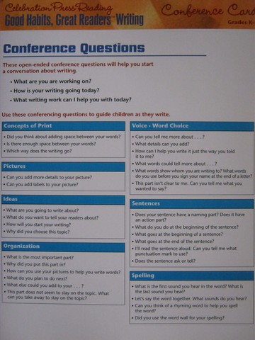 (image for) Good Habits Great Readers K-1 Conference Card (Card)