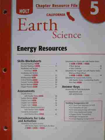 (image for) California Earth Science Chapter Resource File 5 (CA)(P)