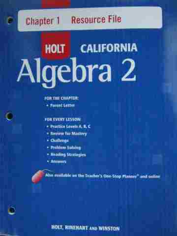 (image for) California Algebra 2 Chapter 1 Resource File (CA)(P)