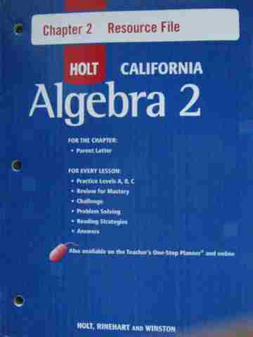 (image for) California Algebra 2 Chapter 2 Resource File (CA)(P)