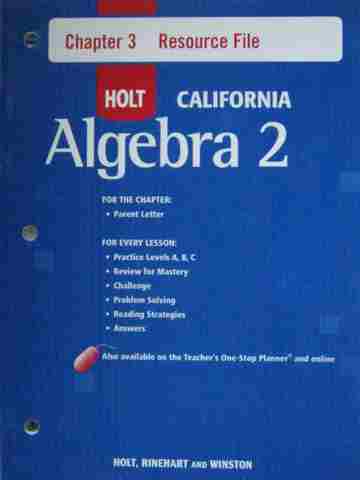 (image for) California Algebra 2 Chapter 3 Resource File (CA)(P)