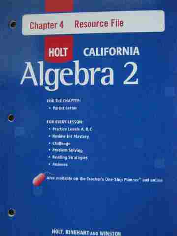 (image for) California Algebra 2 Chapter 4 Resource File (CA)(P)