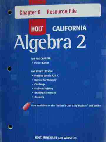 (image for) California Algebra 2 Chapter 6 Resource File (CA)(P)