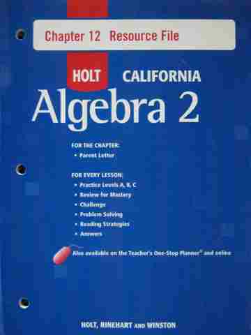 (image for) California Algebra 2 Chapter 12 Resource File (CA)(P)