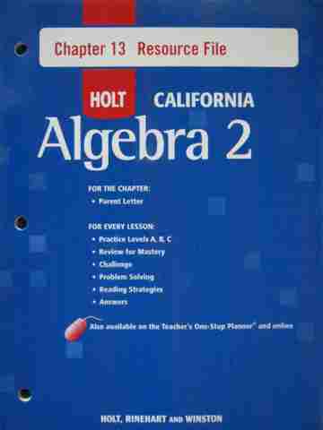 (image for) California Algebra 2 Chapter 13 Resource File (CA)(P)