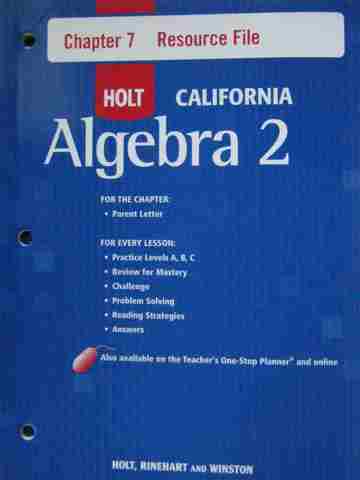 (image for) California Algebra 2 Chapter 7 Resource File (CA)(P)