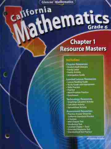 (image for) California Mathematics 6 Chapter 1 Resource Masters (P)